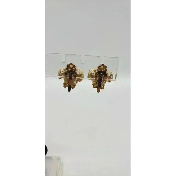 Vintage Earrings Rhinestone Lt Blue & Dk Blue Dainty Classy Clip On 1950s - Picture 6 of 8